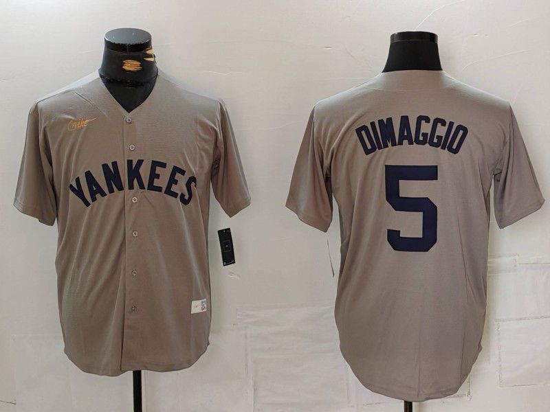 Men New York Yankees #5 Dimaggio Grey Throwback Game 2024 Nike MLB Jersey style 814->new york yankees->MLB Jersey